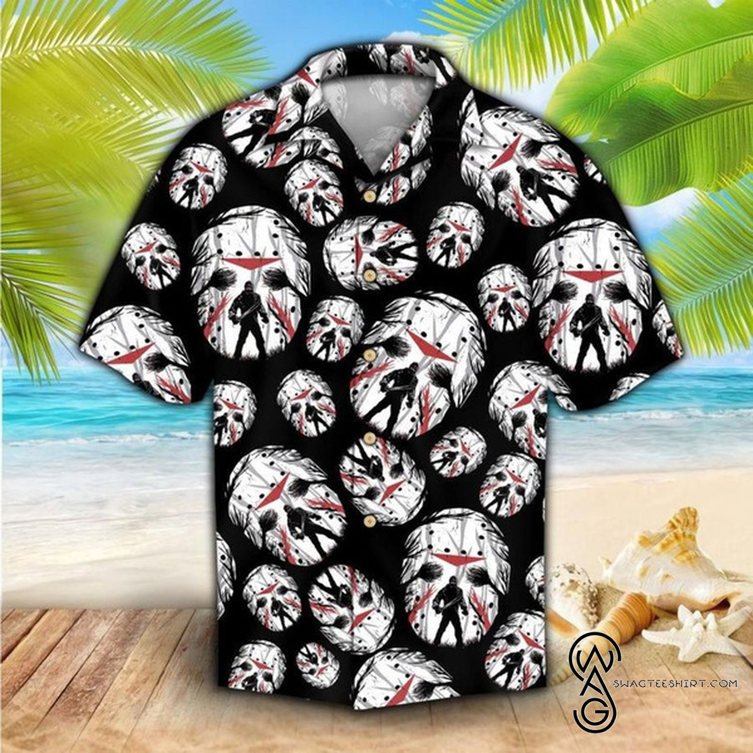 [Top Trending] Voorhees Jason Msk Killer Character Horror Movie Halloween Casual Beach Full Printing Hawaiian Shirt